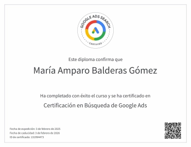 Certificado en Anuncios de Búsqueda de Google Ads