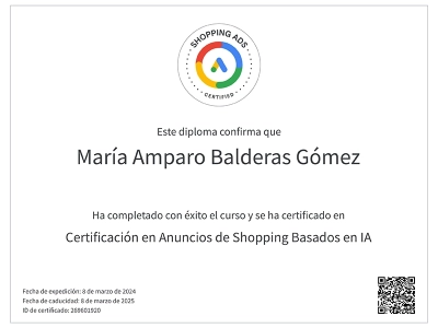 Certificado en Anuncios de Shopping