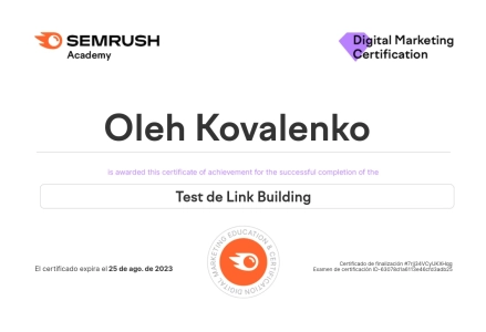 Link Building (expedido por Semrush) Link Building (expedido por Semrush)
