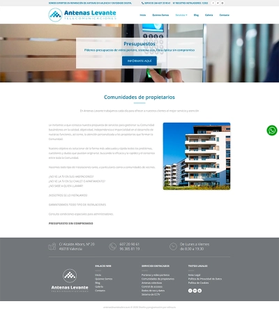 Renovación de web corporativa de Antenas Levante Valencia