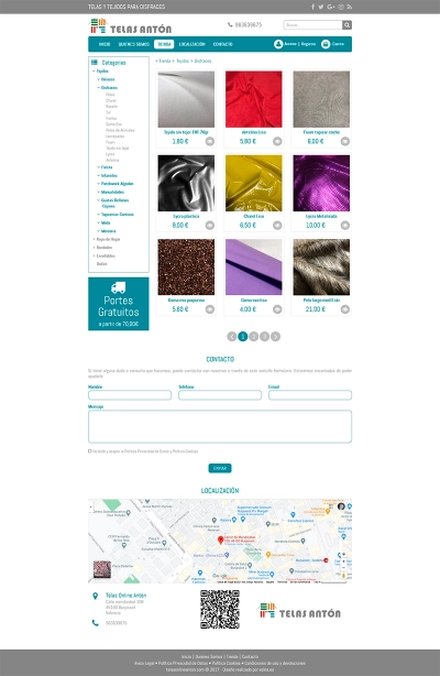 Elaboracíon de un catálogo de tienda online Telas Antón