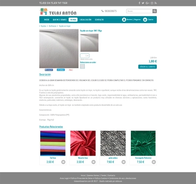 Elaboracíon de un catálogo de tienda online Telas Antón