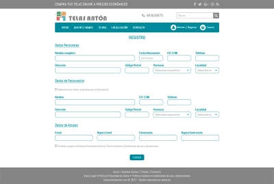 Elaboracíon de un catálogo de tienda online Telas Antón