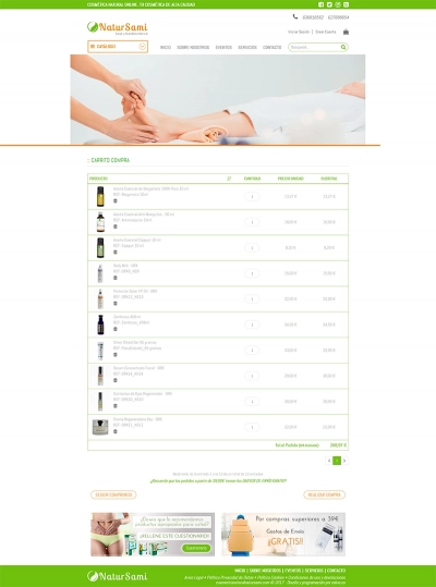 Diseño de tienda online de cosmética Natural NaturSami