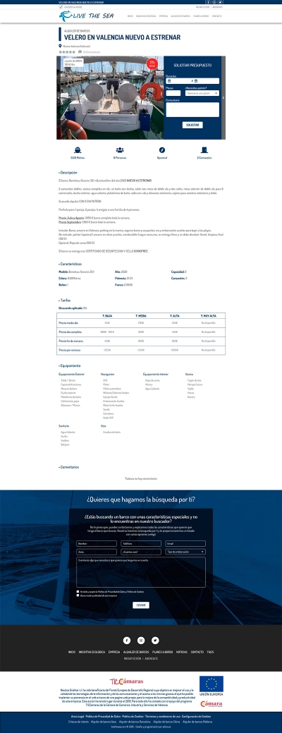 Desarollo de sitio web clasificado Live The Sea