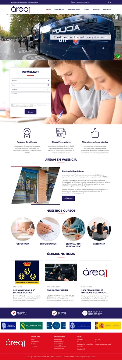 Página web corporativa para Área 91