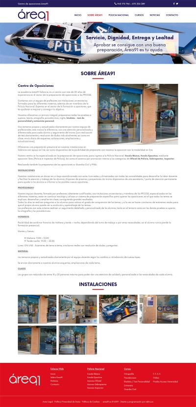 Página web corporativa para Área 91