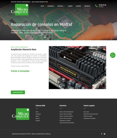 Desarrollo de una página web corporativa Repararpcmicrocomputer