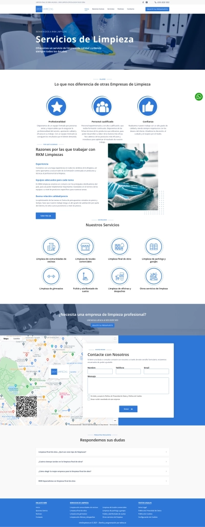Página web corporativa para RKM Limpiezas