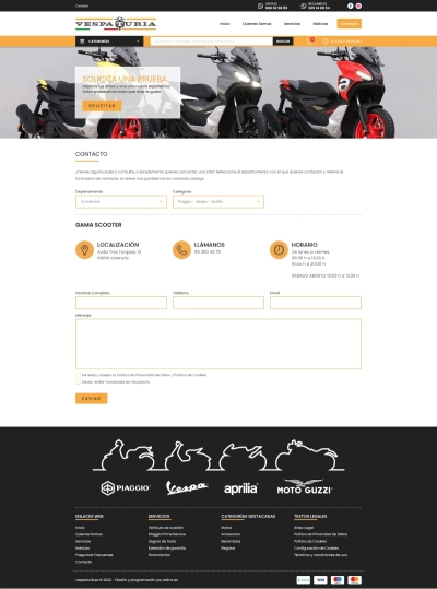 Diseño web para Vespa Turia