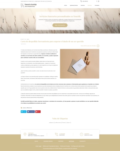 Sitio web corporativo para Funeraria Acentejo