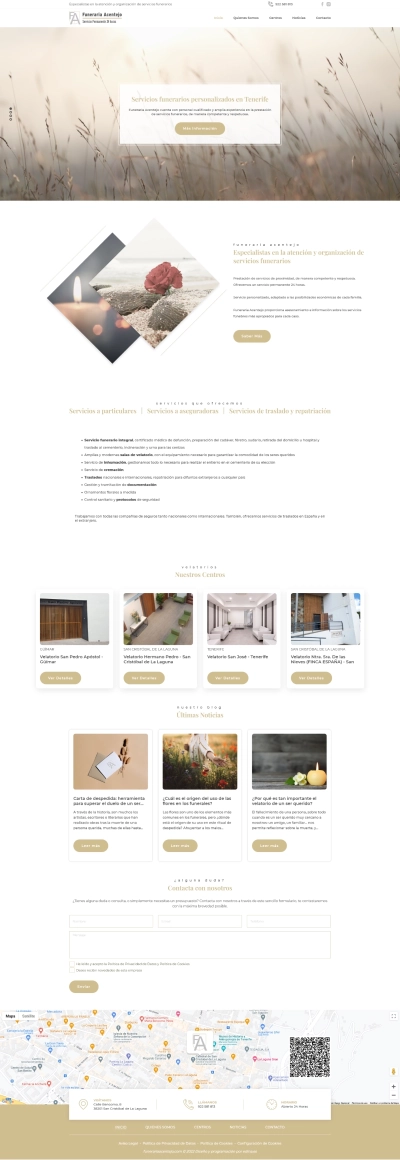 Sitio web corporativo para Funeraria Acentejo