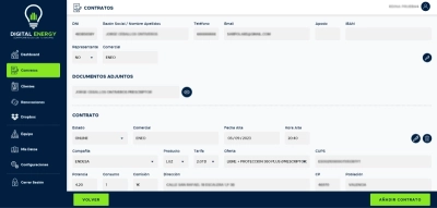 CRM para empresa de electricidad y gas Digital Energy
