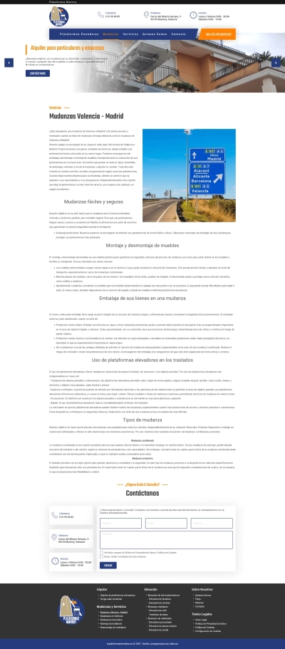 Sitio web para una empresa valenciana de mudanzas con plataformas elevadoras
