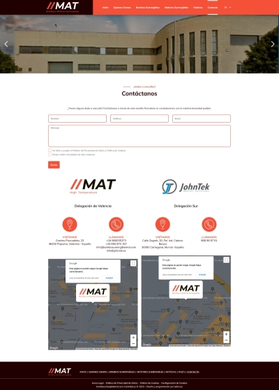 Web corporativa para Bombas Sumergibles MAT