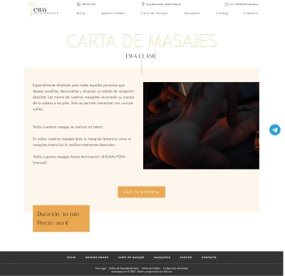 Portal empresarial para Ewa Masajes
