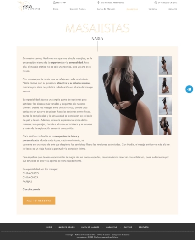 Portal empresarial para Ewa Masajes