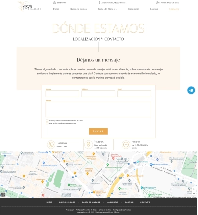 Portal empresarial para Ewa Masajes