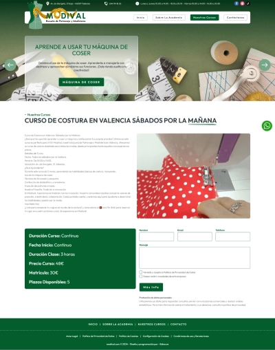 Sitio web para Escuela de Patronaje y Modistería Modival