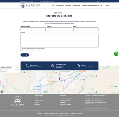 Página Web Corporativa de DB Aluminios