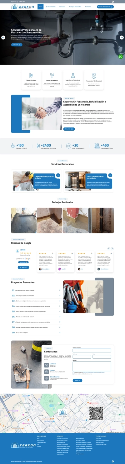 Página web corporativa de Zerkon Reparaciones