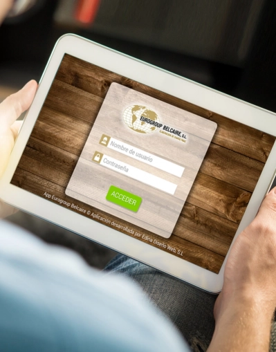 captura de pantalla de diseño de una aplicación web EuroGroup Belcaire