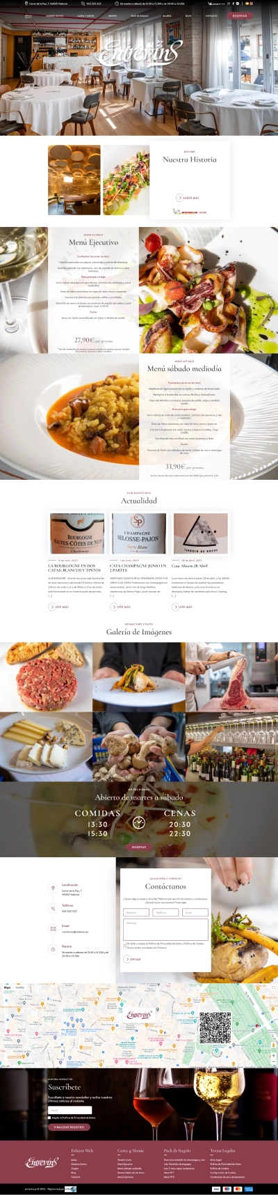 desarrollo web para restaurante Entrevins (Valencia)