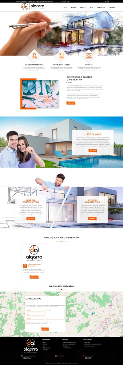 Diseño de página web corporativa para Construcciones Algarra