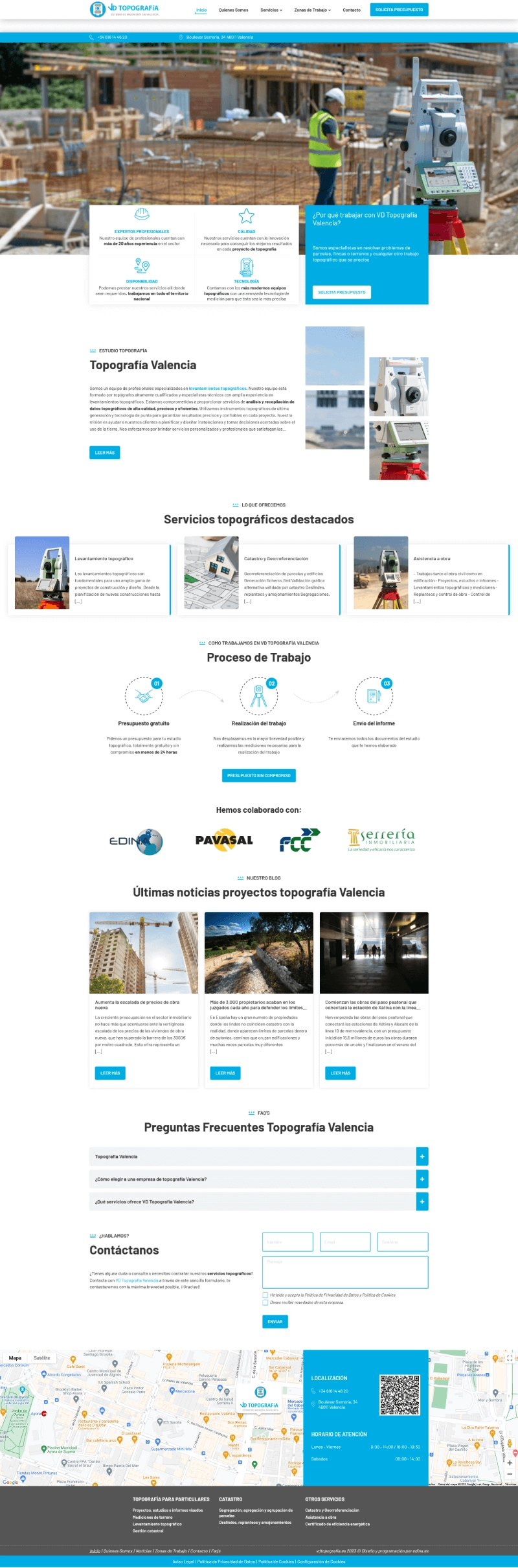 Diseño página web para VD Topografía
