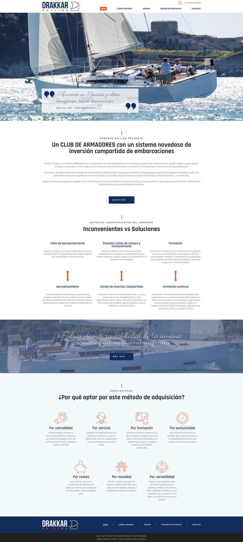 Captura de pantalla de Diseño web a medida para Drakkar Sailing