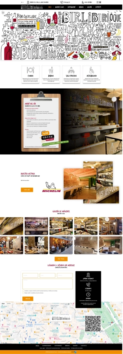 Diseño web corporativo para restaurante Birlibirloque