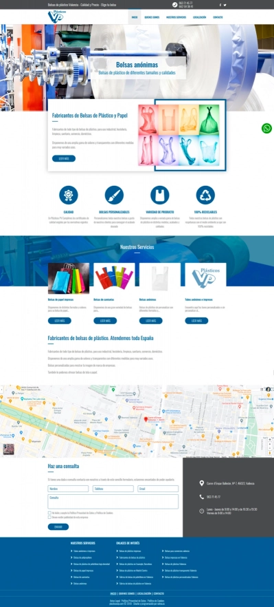 Diseño web para página corporativa de Plasticos VP