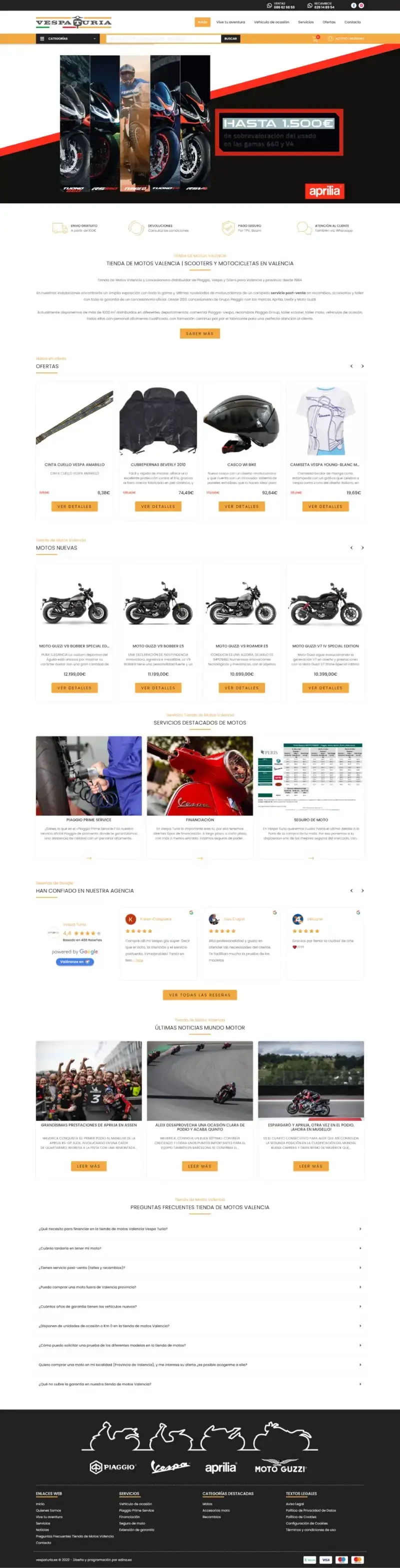 diseño web profesional para Vespa Turía
