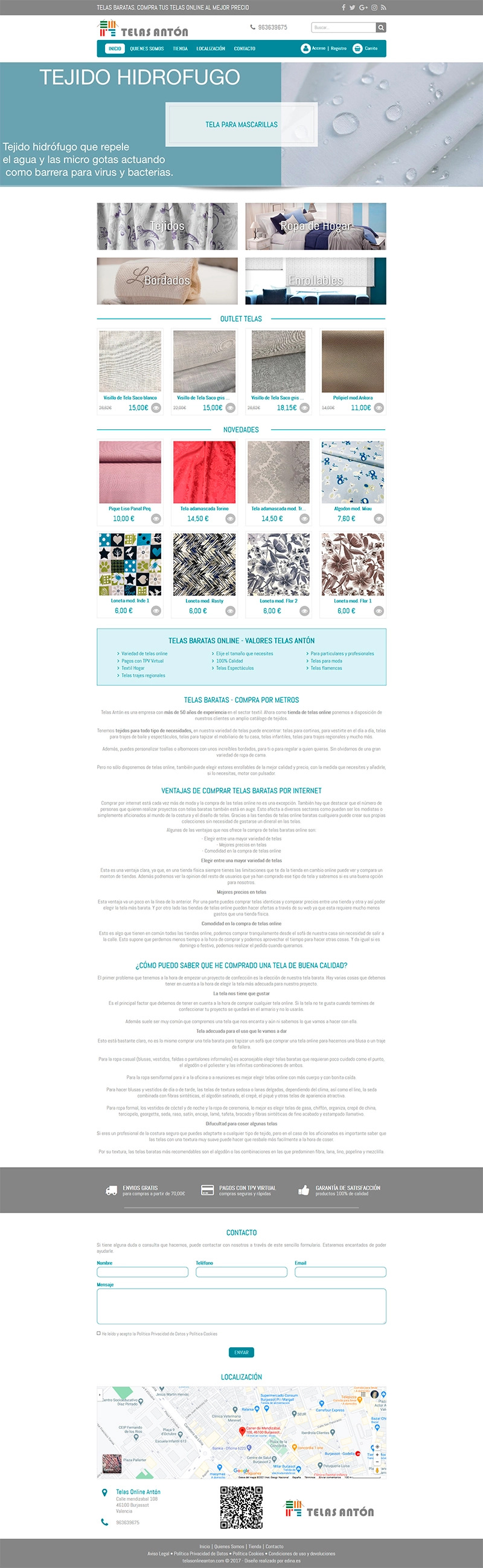 Captura de pantalla de Telas Antón