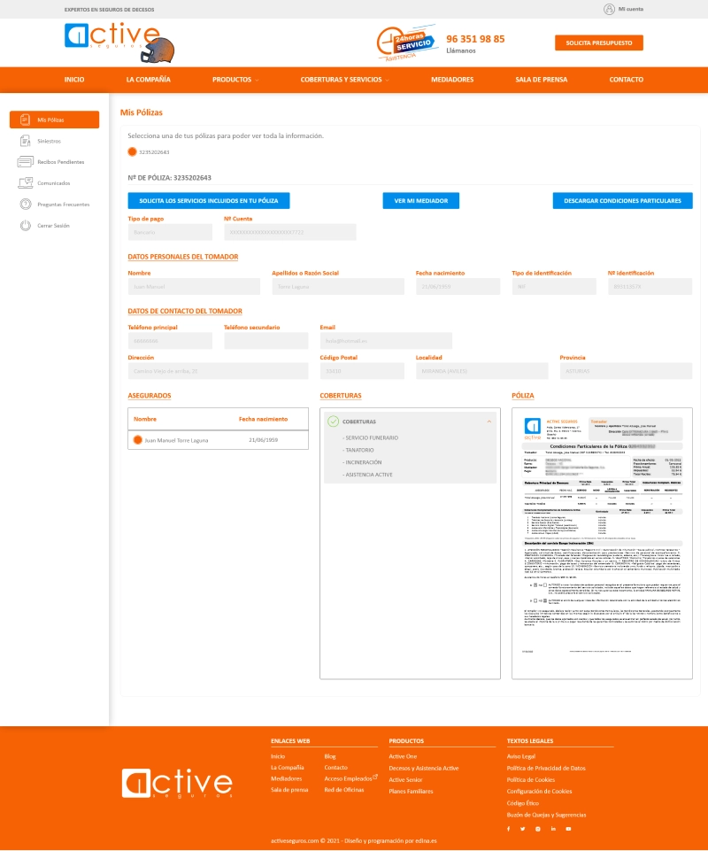 software intranet corporativa para clientes de Active Seguros