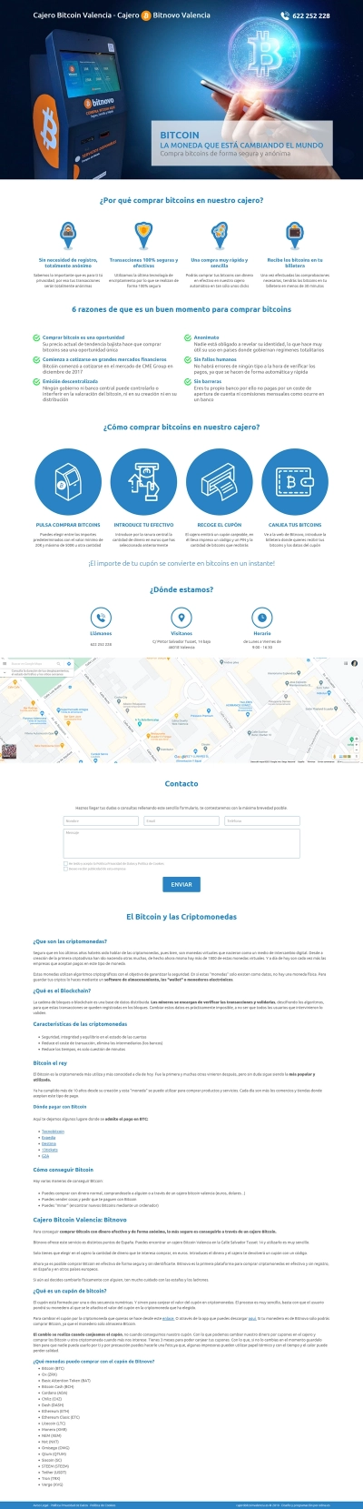 Landing page a medida y responsive para Bitnovo Valencia