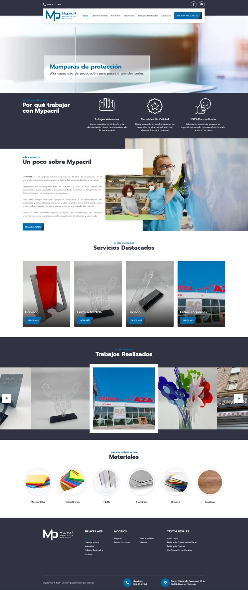 Nuevo diseño web para diseño sitio corporativo Mypacril