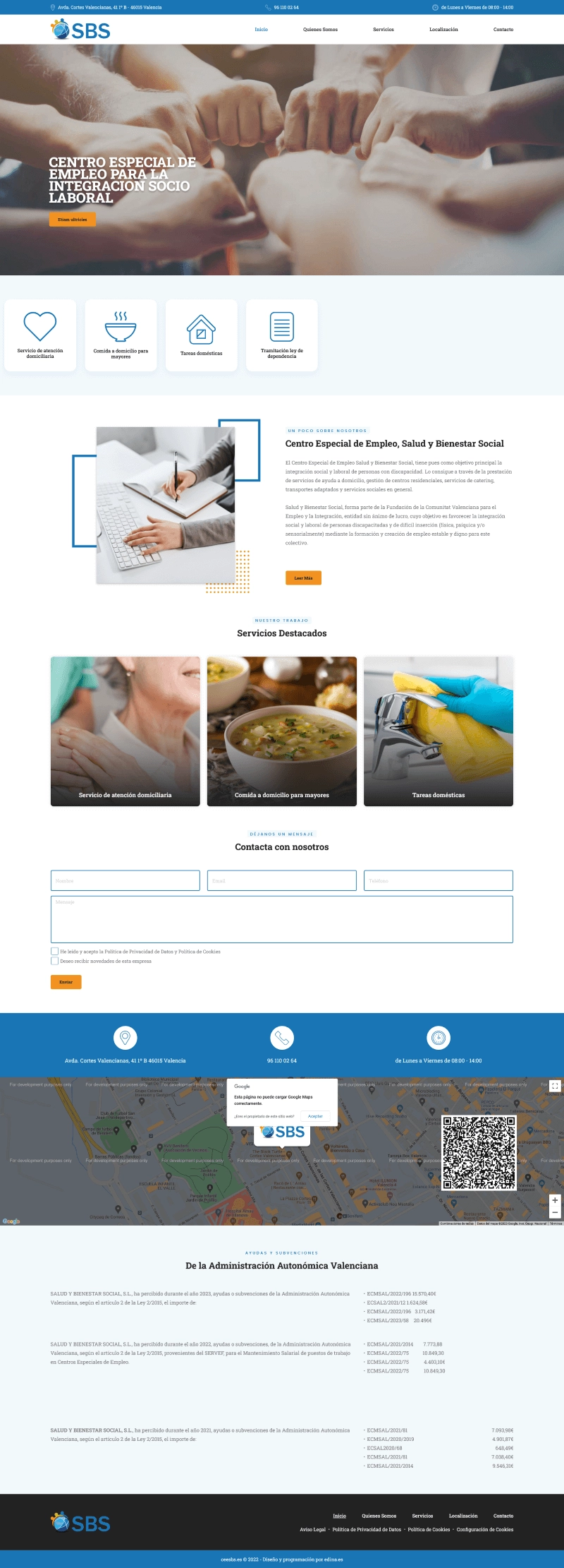 Página Corporativa para Centro Especial de Empleo CEESBS