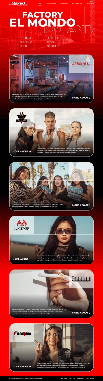 Página web empresarial para Factory El Mondo