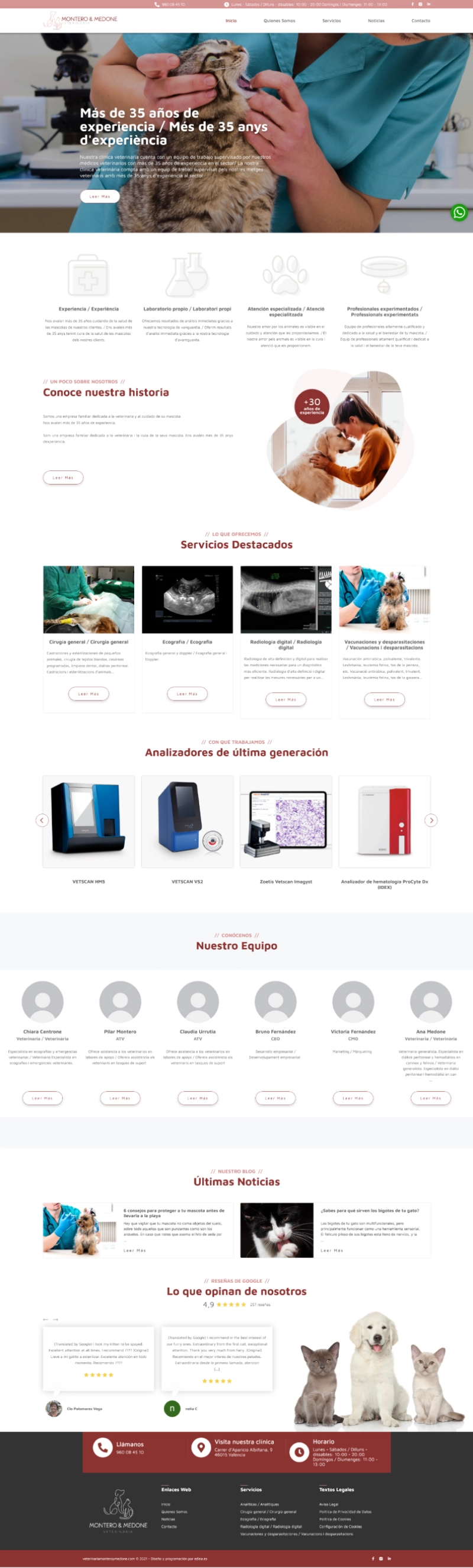 Página web para Clínica Veterinaria Montero y Medone