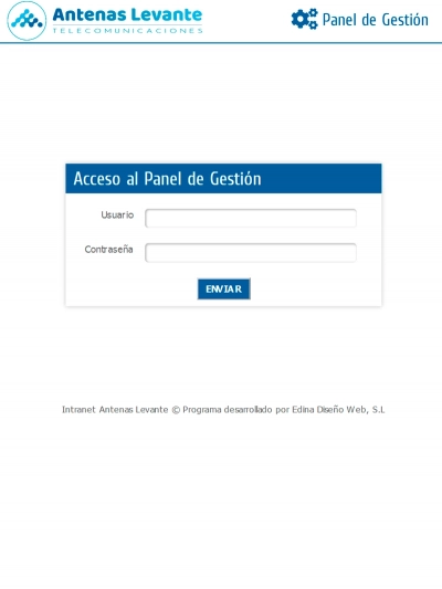 intranet corporativa para los servicios empresariales de la empresa Antenas Levante Valencia