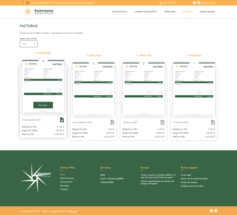  intranet para clientes de empresa Sunreuse Association