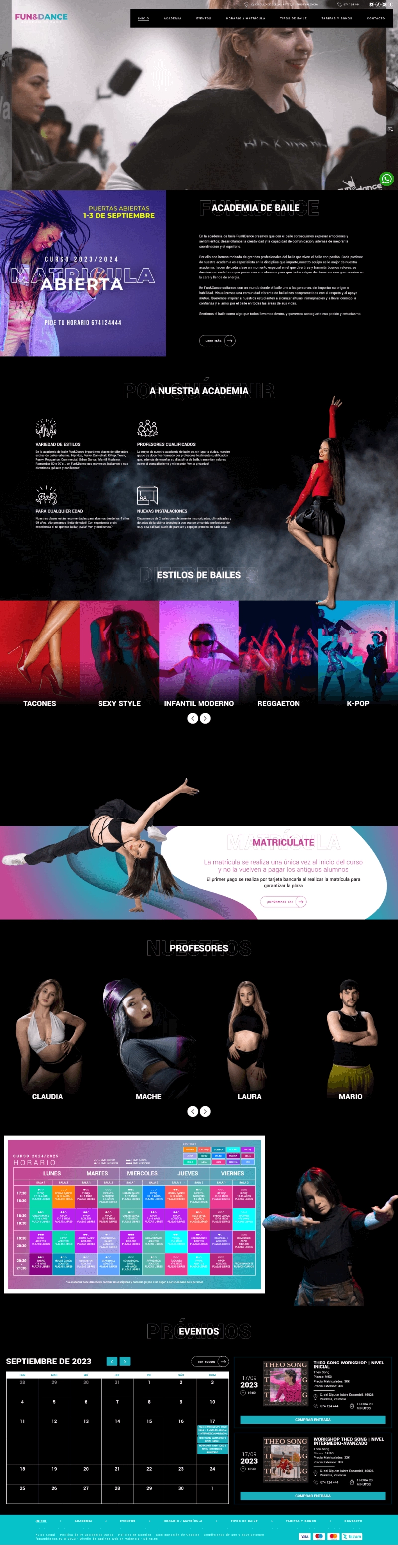 sitio web de academia de baile valenciana Fun & Dance con diseño de estudio Edina diseño web S.L.