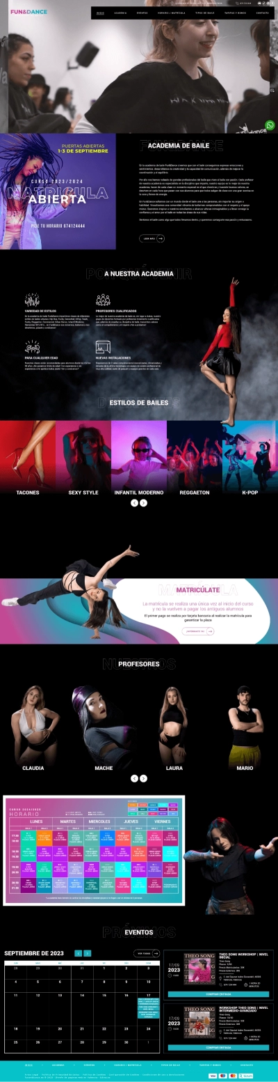 sitio web de academia de baile valenciana Fun & Dance con diseño de estudio Edina diseño web S.L.