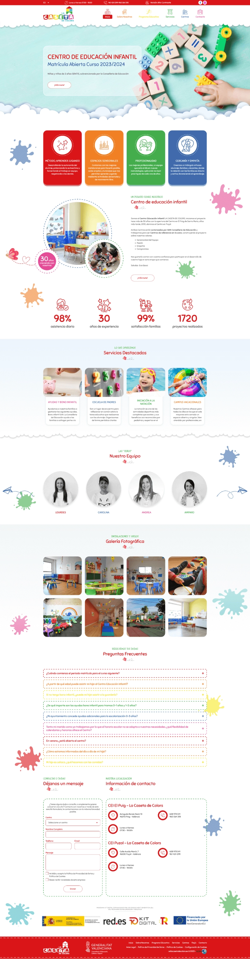 páginas web a medida para centro de educación infantil La Caseta de Colors
