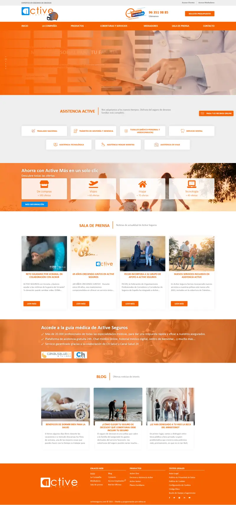 Web a medida para Active Seguros